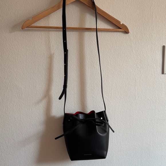 Mansur Gavriel Black and Red Mini Bucket Bag - Picture 4 of 11